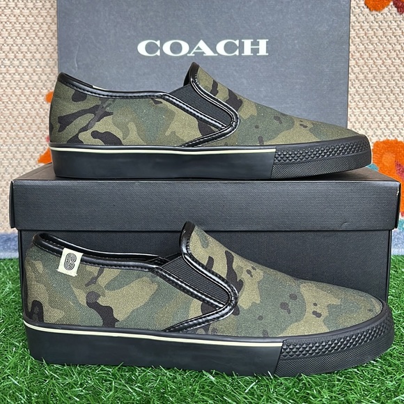 Coach Slip On Skate Sneaker In Camo Print CA011 Men’s - Picture 1 of 16